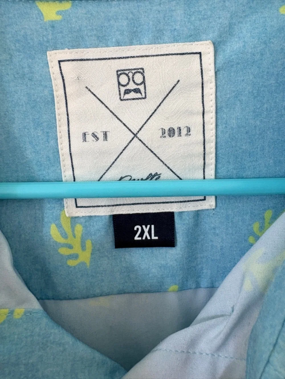 RSVLTS Light Blue Short-Sleeve Button-Down Shirt with Lime Print - Picture 6 of 8